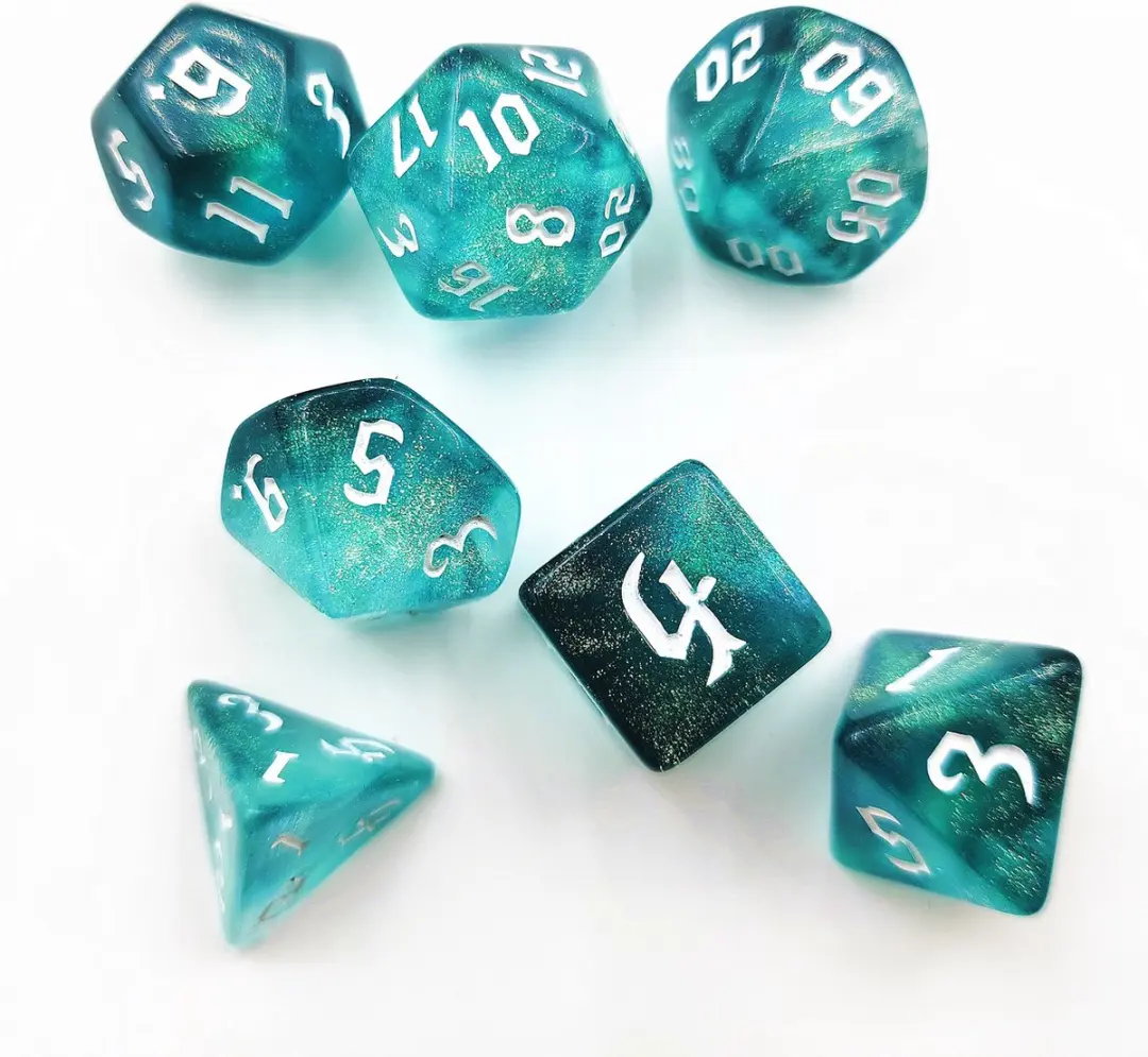 Lapi Toys DnD Polydice Acryl Set 7 Stuks - Turquoise
