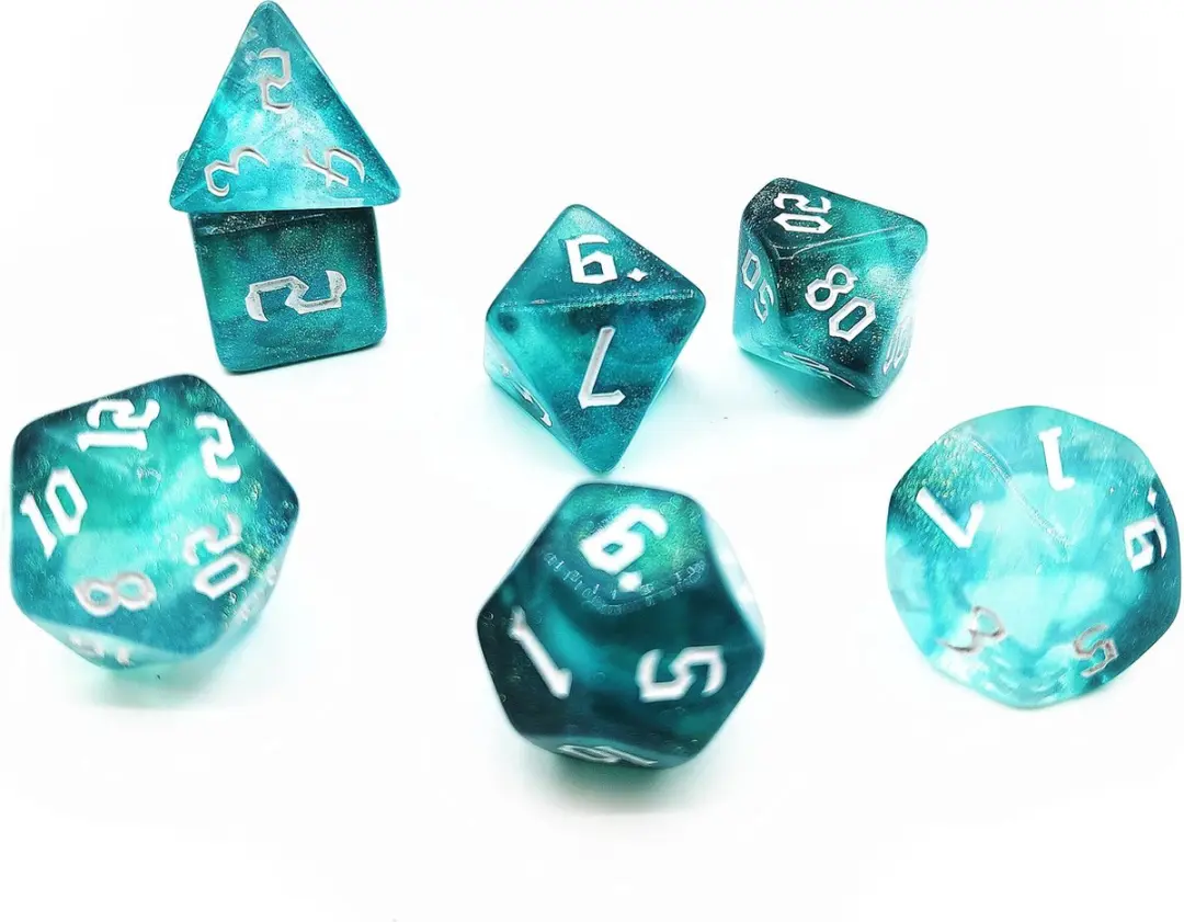 Lapi Toys DnD Polydice Acryl Set 7 Stuks - Turquoise