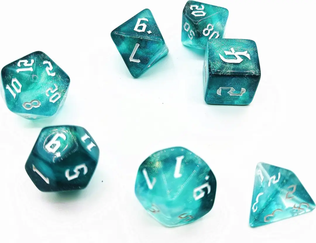 Lapi Toys DnD Polydice Acryl Set 7 Stuks - Turquoise