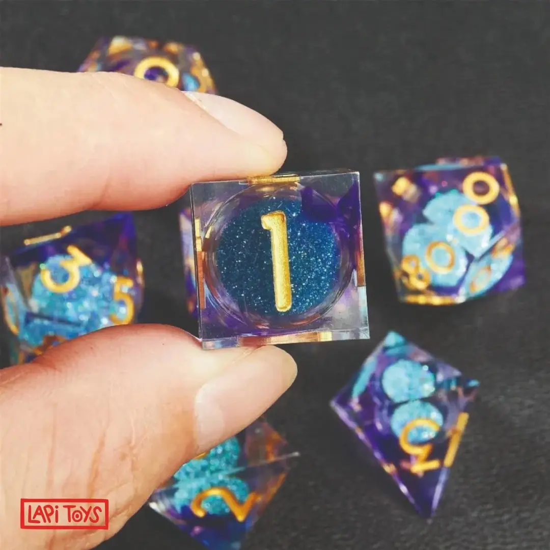 Lapi Toys DnD Liquid Core Dobbelstenen - 7-delig - Paars/Blauw