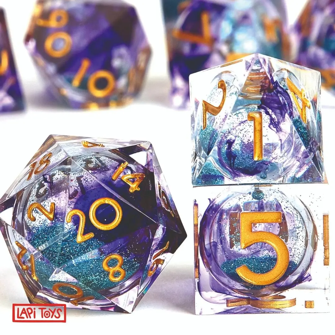 Lapi Toys DnD Liquid Core Dobbelstenen - 7-delig - Paars/Blauw