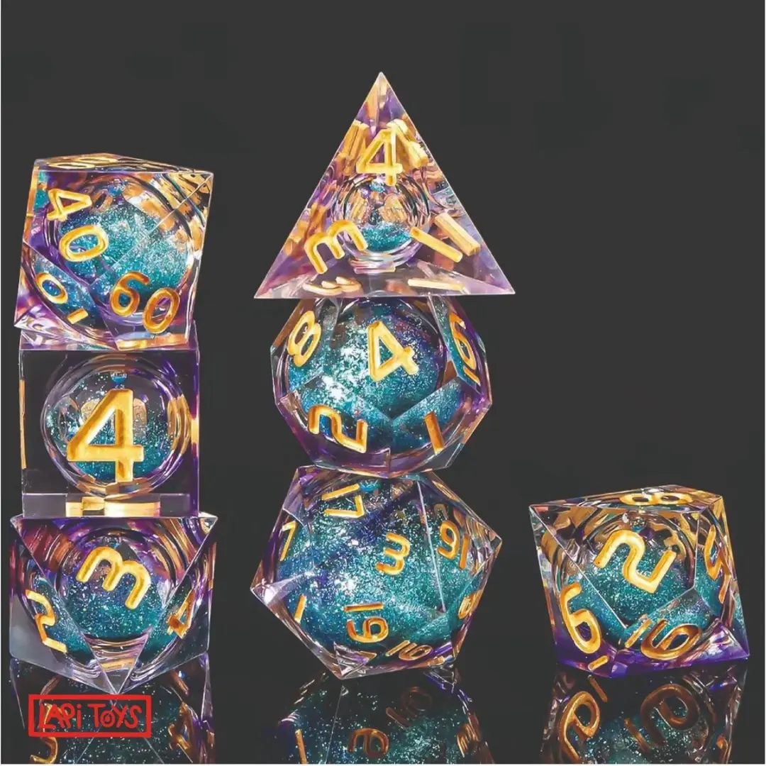 Lapi Toys DnD Liquid Core Dobbelstenen - 7-delig - Paars/Blauw