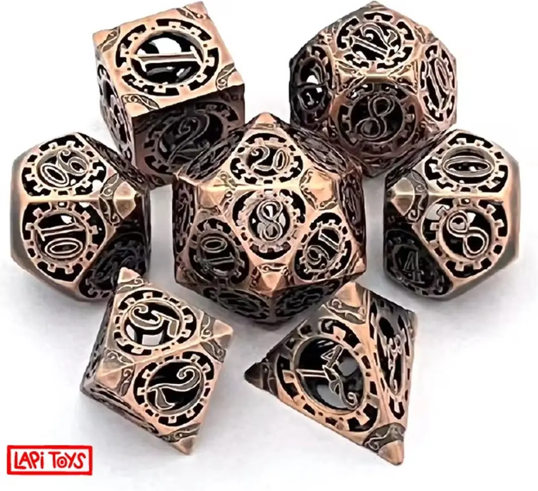 Lapi Toys DnD Polydice Metalen Dobbelstenen - 7 Stuks - Brons