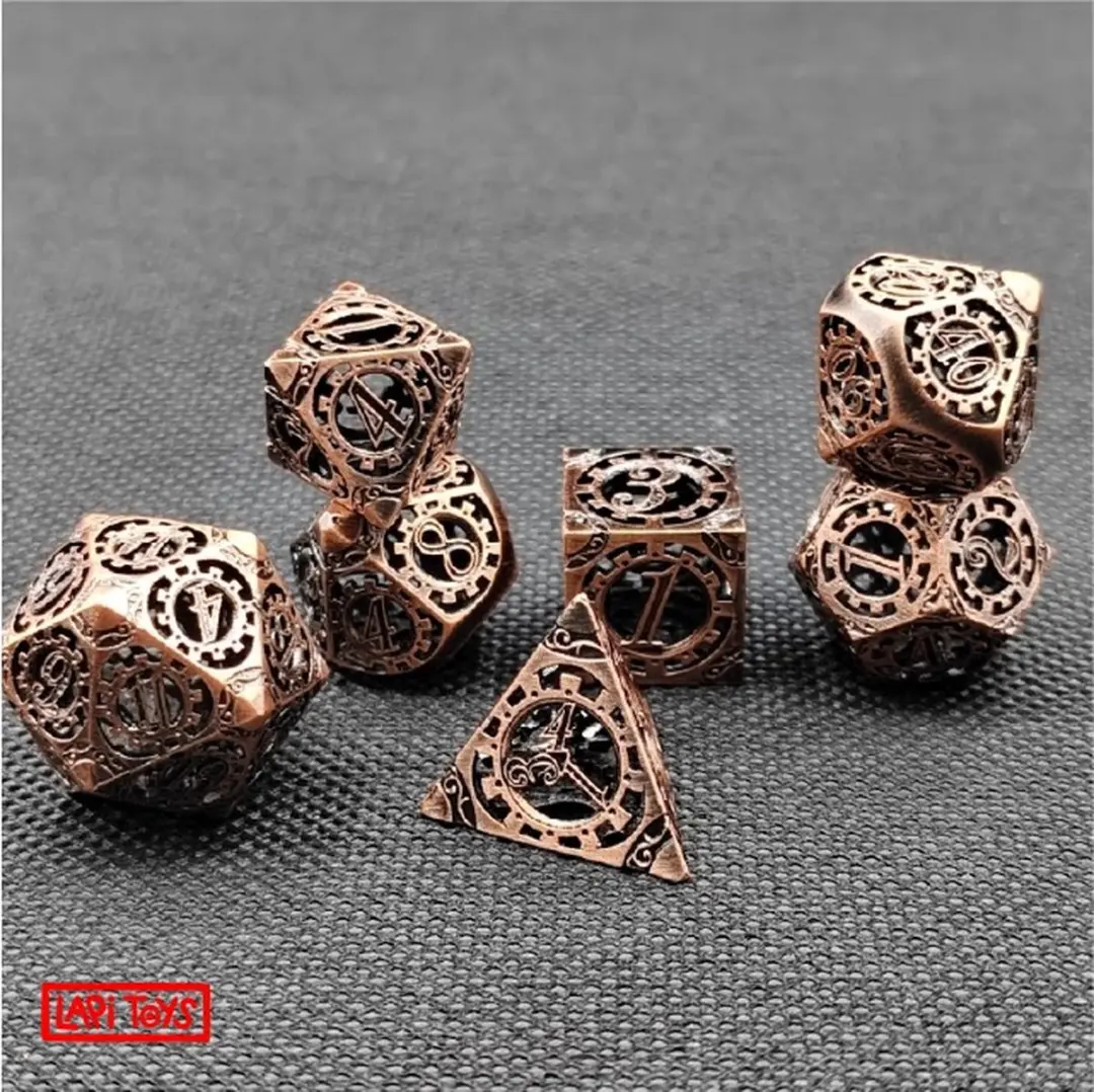 Lapi Toys DnD Polydice Metalen Dobbelstenen - 7 Stuks - Brons