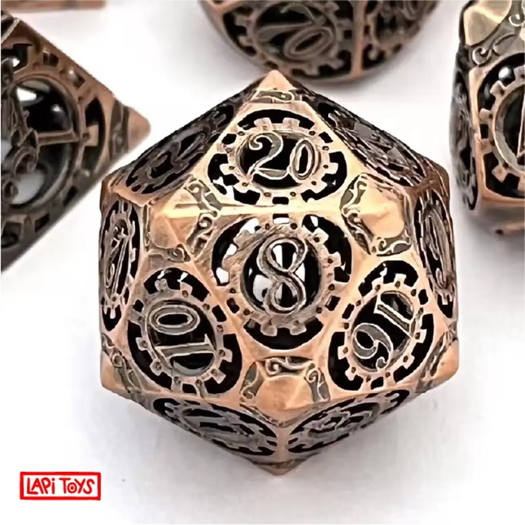 Lapi Toys DnD Polydice Metalen Dobbelstenen - 7 Stuks - Brons