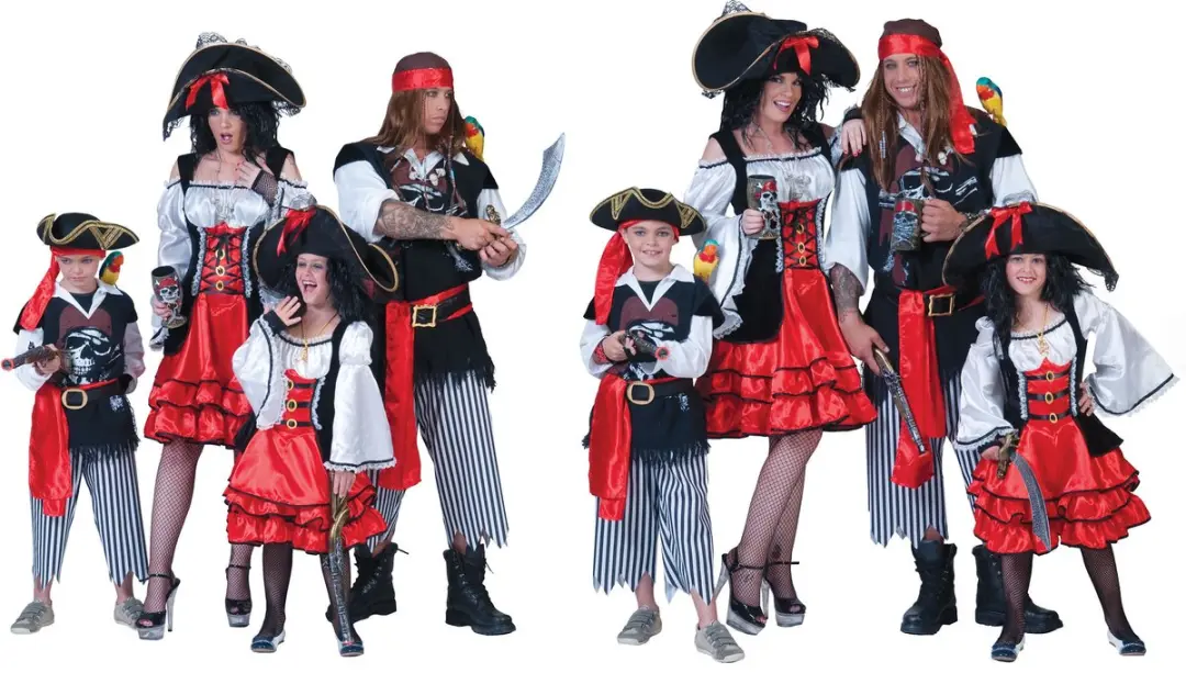 Espa Piratenkostuum Sailor 4-delig - Maat 140 - Rood/Zwart/Wit