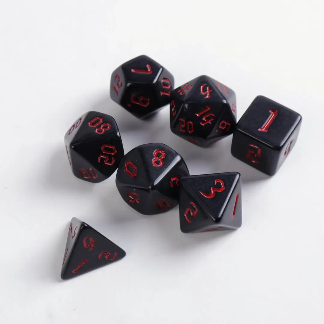 Lapi Toys D&D Dobbelstenen Set 7-delig - Acryl - Zwart/Rood