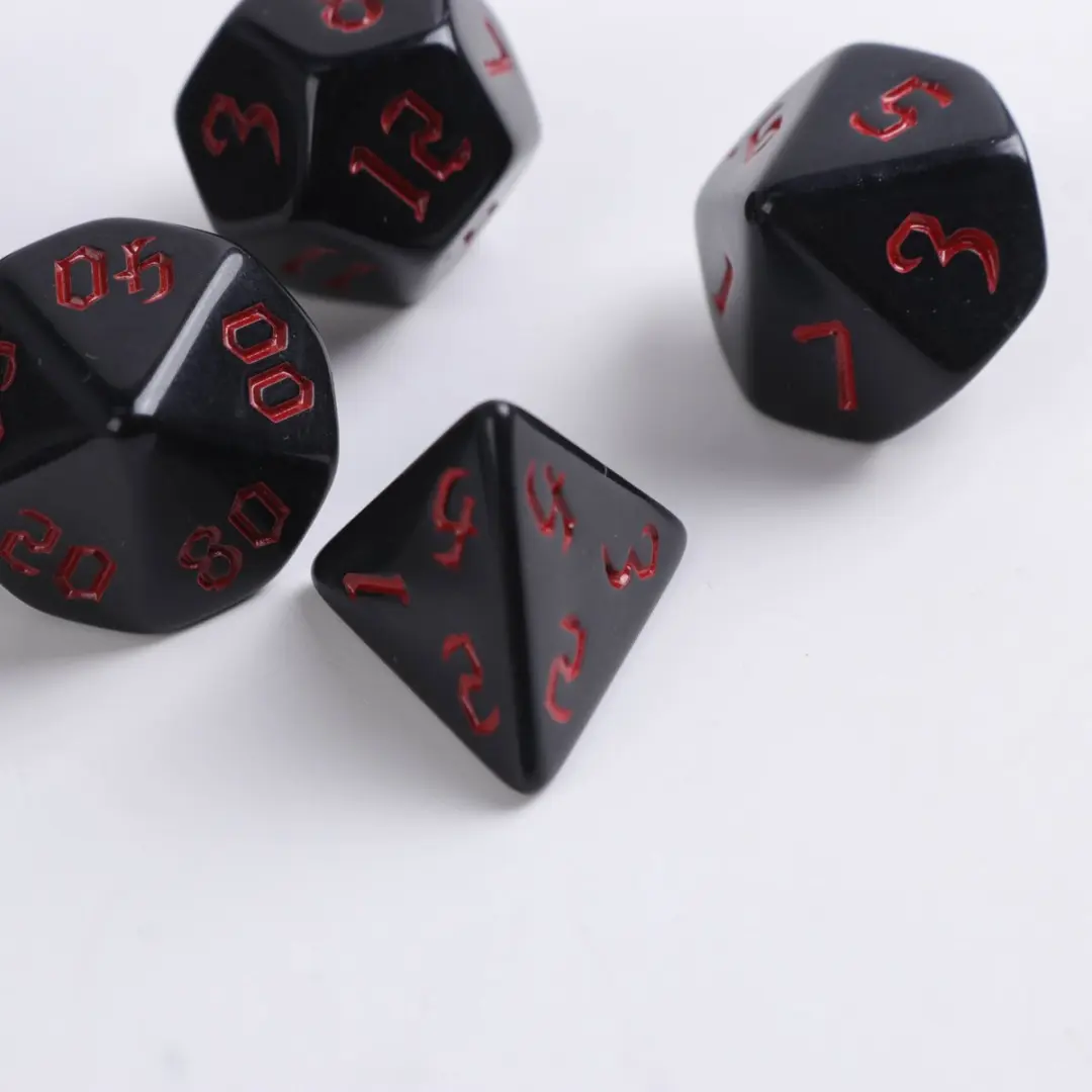 Lapi Toys D&D Dobbelstenen Set 7-delig - Acryl - Zwart/Rood