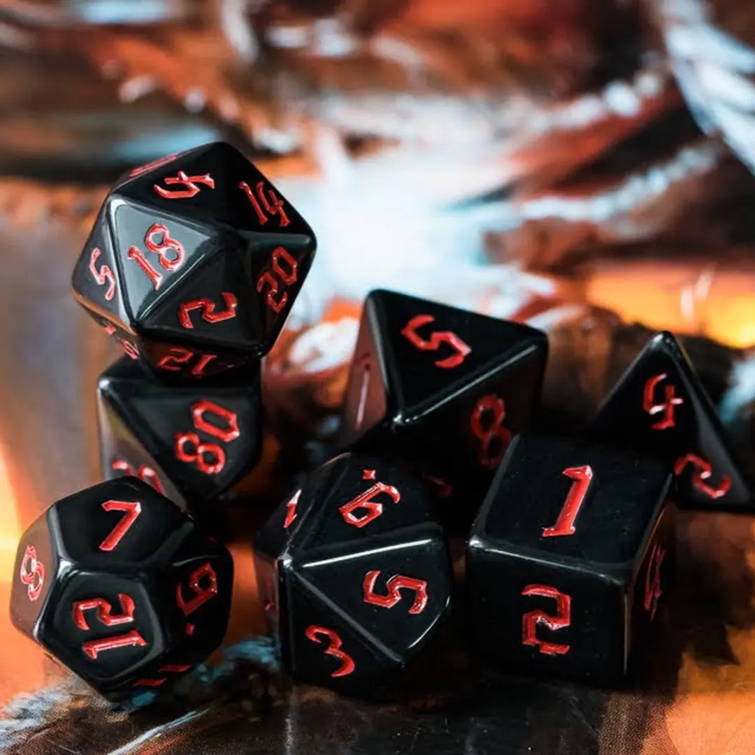 Lapi Toys D&D Dobbelstenen Set 7-delig - Acryl - Zwart/Rood