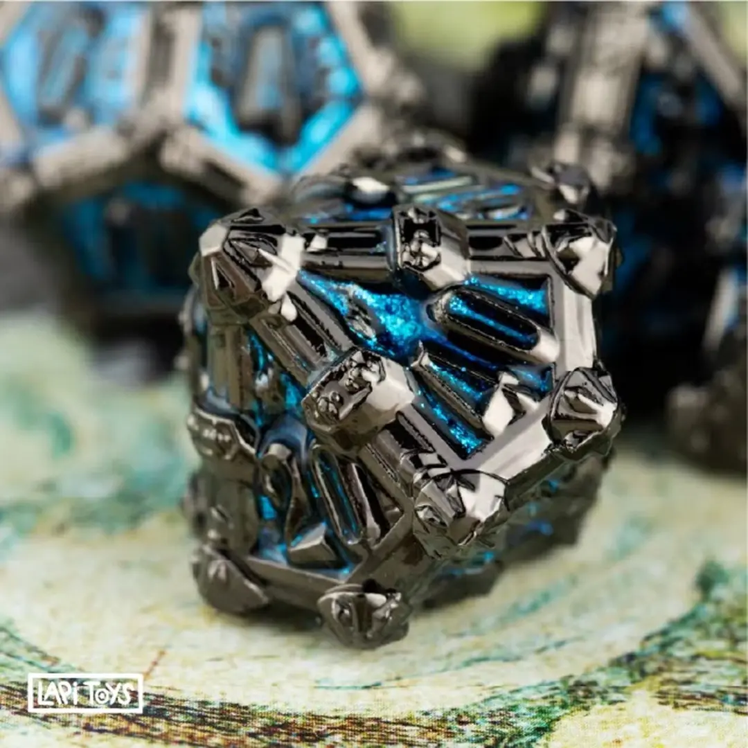 Lapi Toys DnD Polydice Metalen Dobbelstenen - 7 Stuks - Blauw