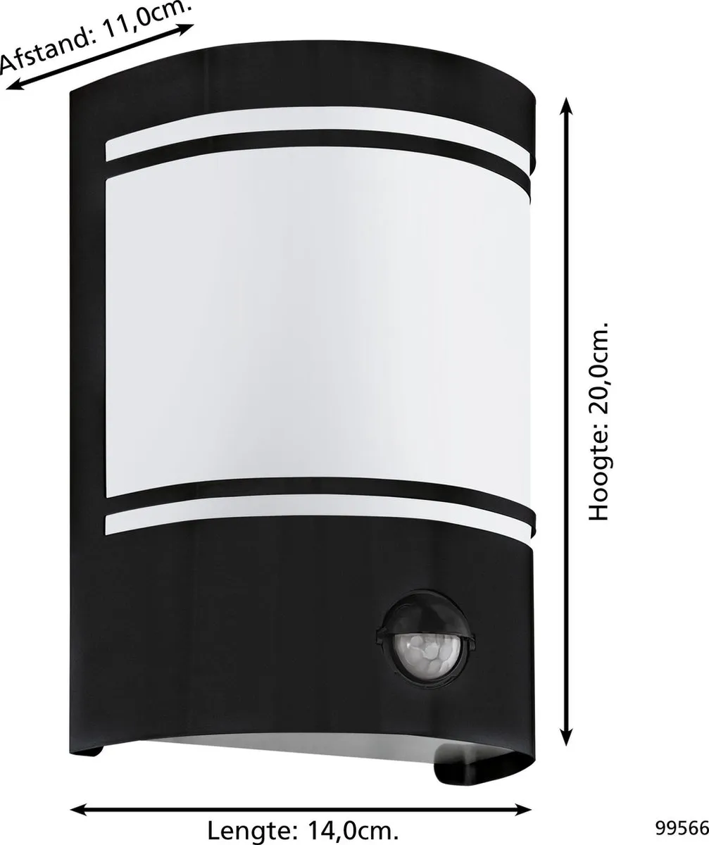 Eglo Cerno Wandlamp Buiten - E27 - Zwart/Wit - afbeelding 6 van 6