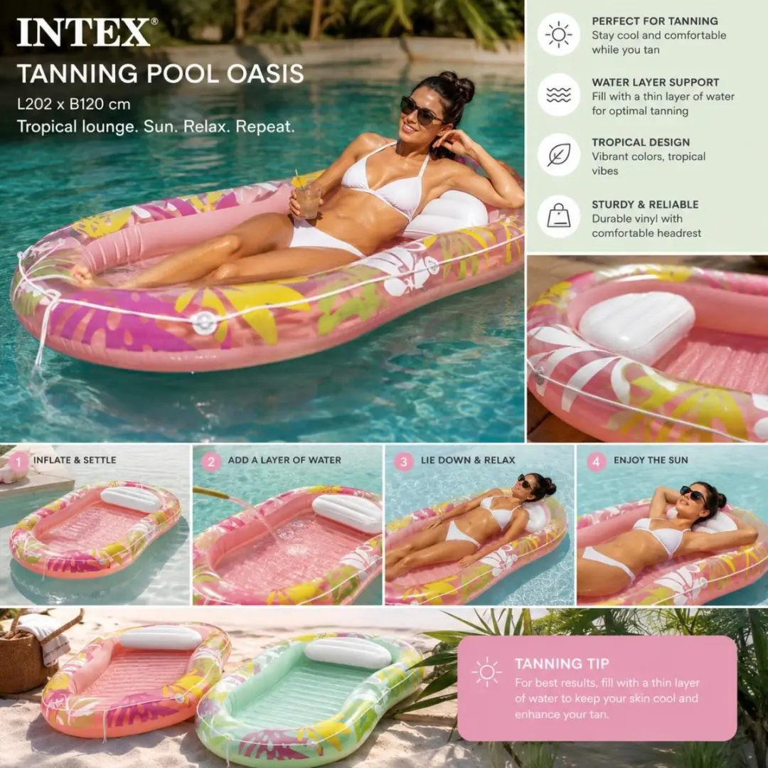 Intex Tanning Pool Oasis Lounge - 202x120cm - Groen