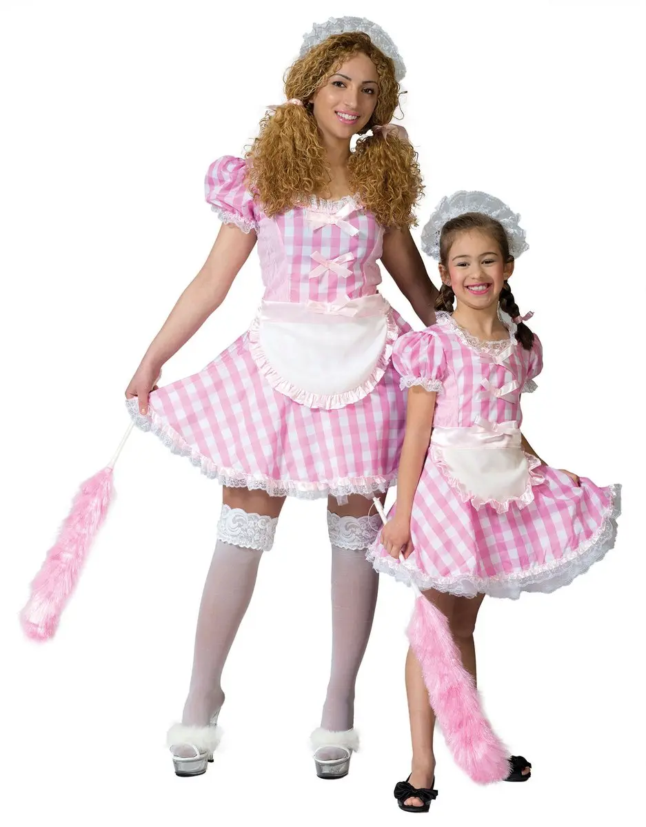 Espa Schattig Serveerstersjurkje 128 - Wit/Roze