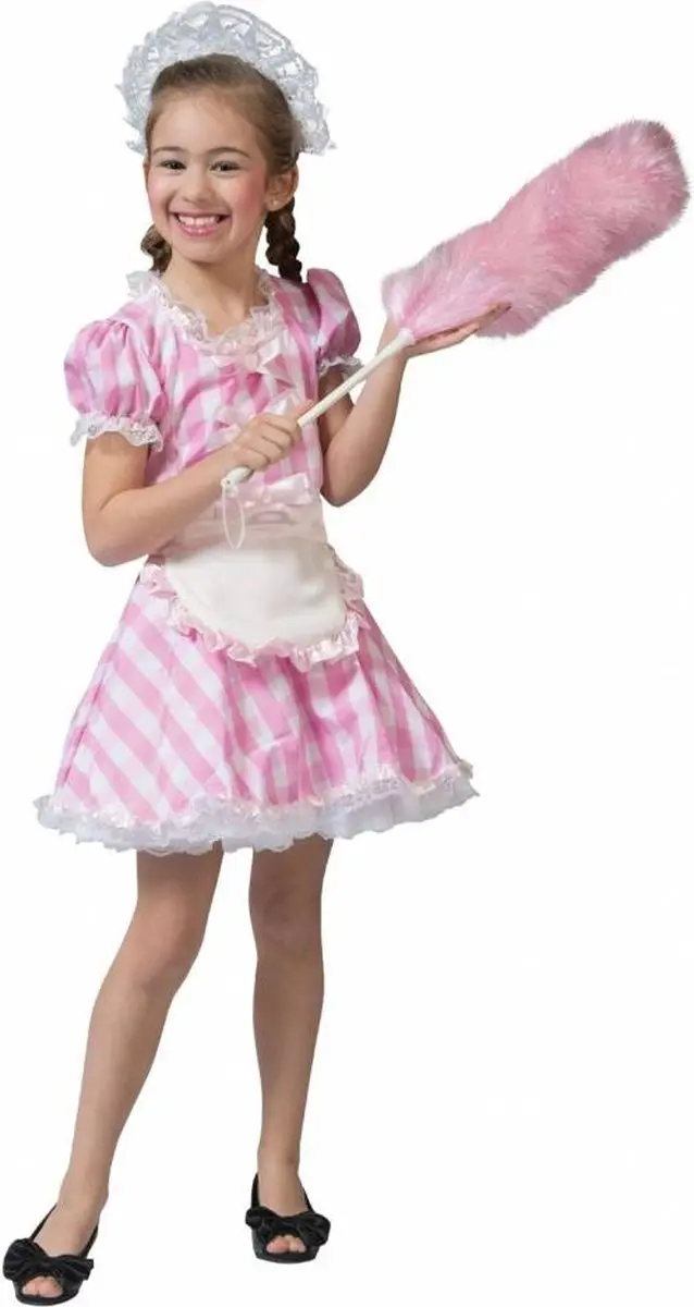 Espa Schattig Serveerstersjurkje 128 - Wit/Roze