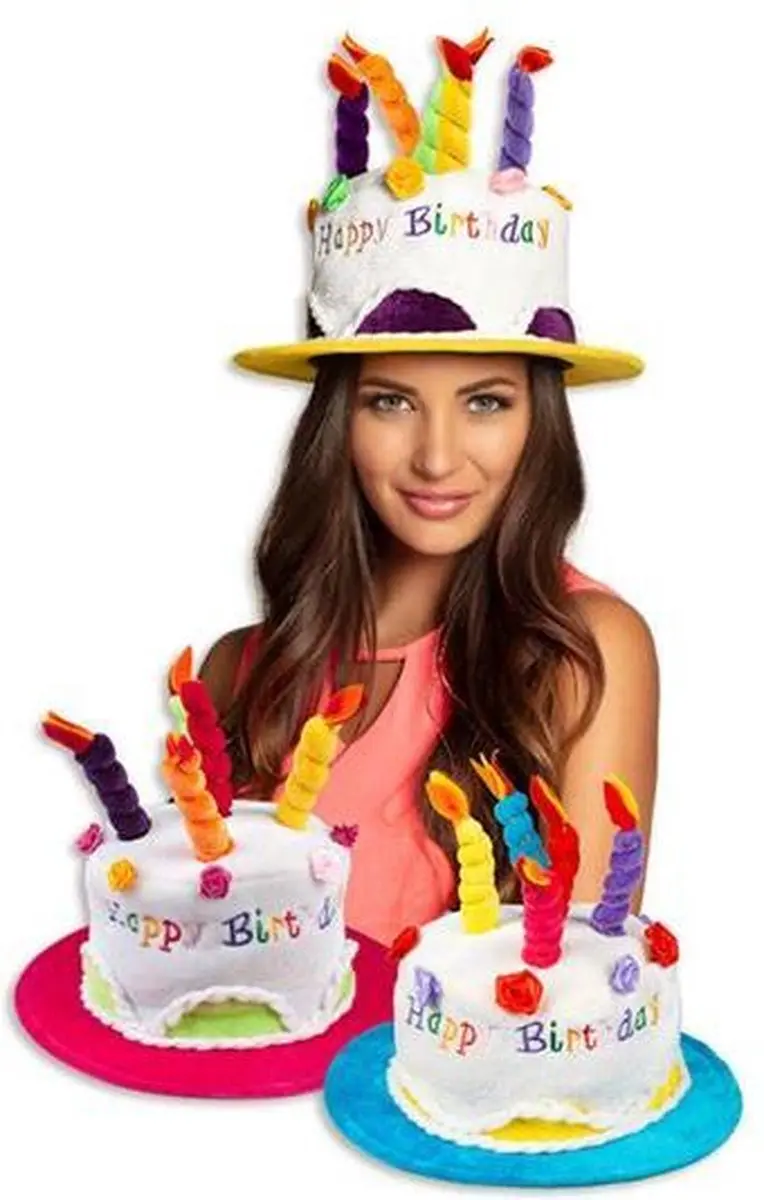 Espa Verjaardagshoed Happy Birthday - Geel - 55-59cm - afbeelding 2 van 2