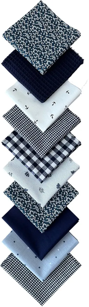 BINK Bedding Quilt Patchwork Donkerblauw 25x25cm - 10 Stuks