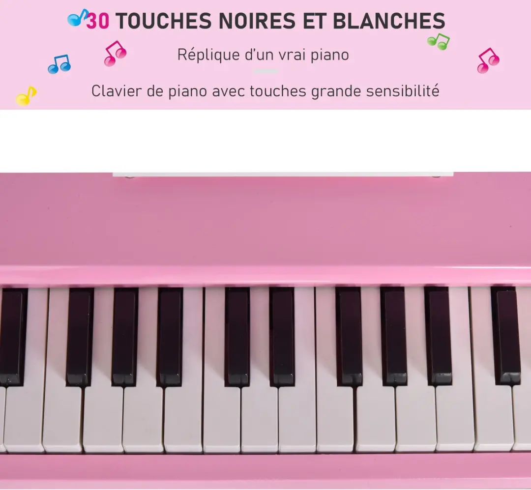 Homcom Kinderpiano met Voetenbankje - Roze