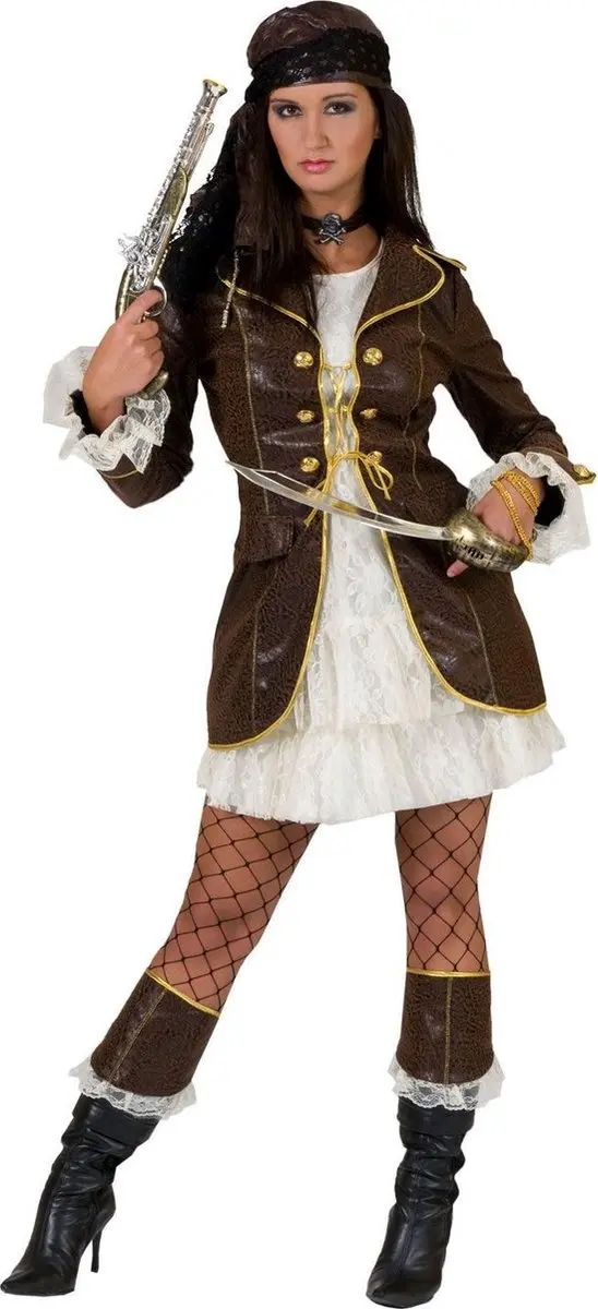 Espa Piraten Boekanier Kostuum Dames XL - Wit/Bruin
