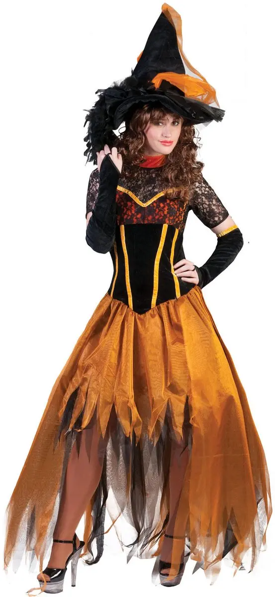Espa Herfst Heksenjurk - Zwart/Oranje - Maat 48/50