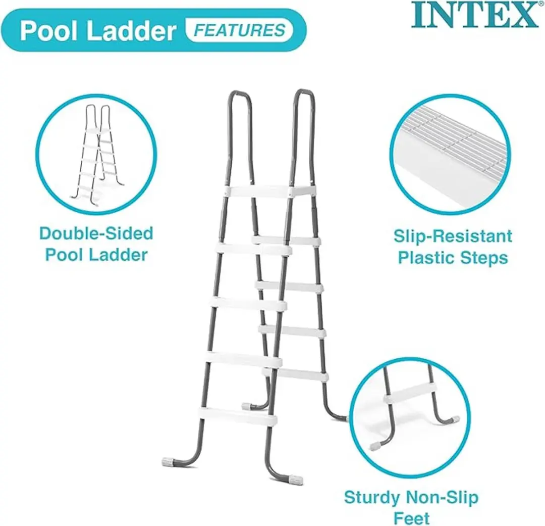 Intex Zwembadladder 132cm - Staal - Grijs/Wit