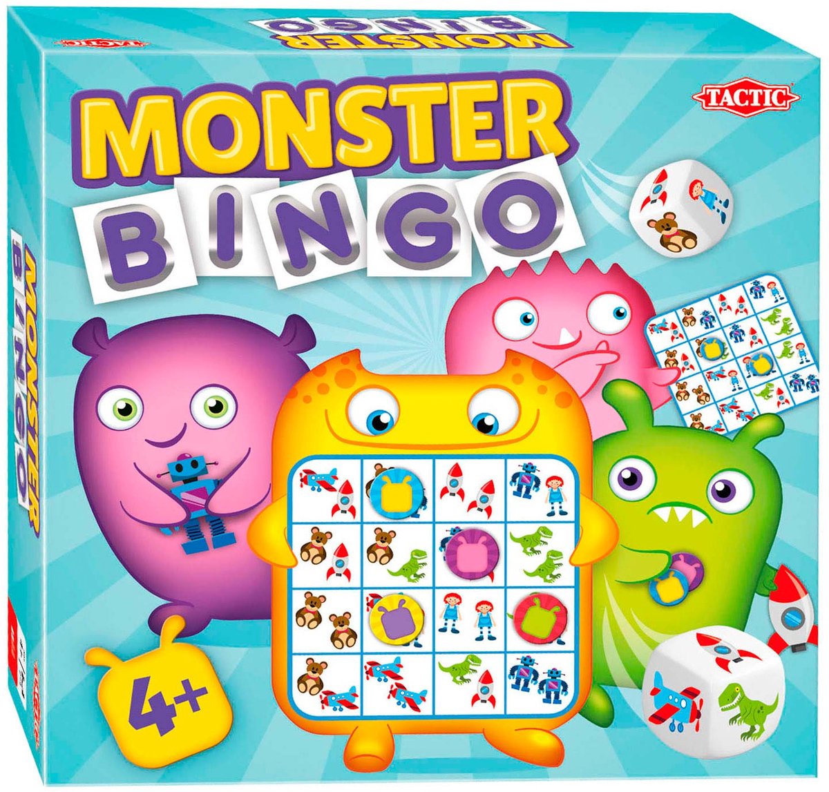 Tactic Monster Bingo – Bordspel – Bingo - Kinderbingo met Monsters – Kleurrijk en Spannend – Familiespel – 2 tot 4 Spelers – Vanaf 4 Jaar