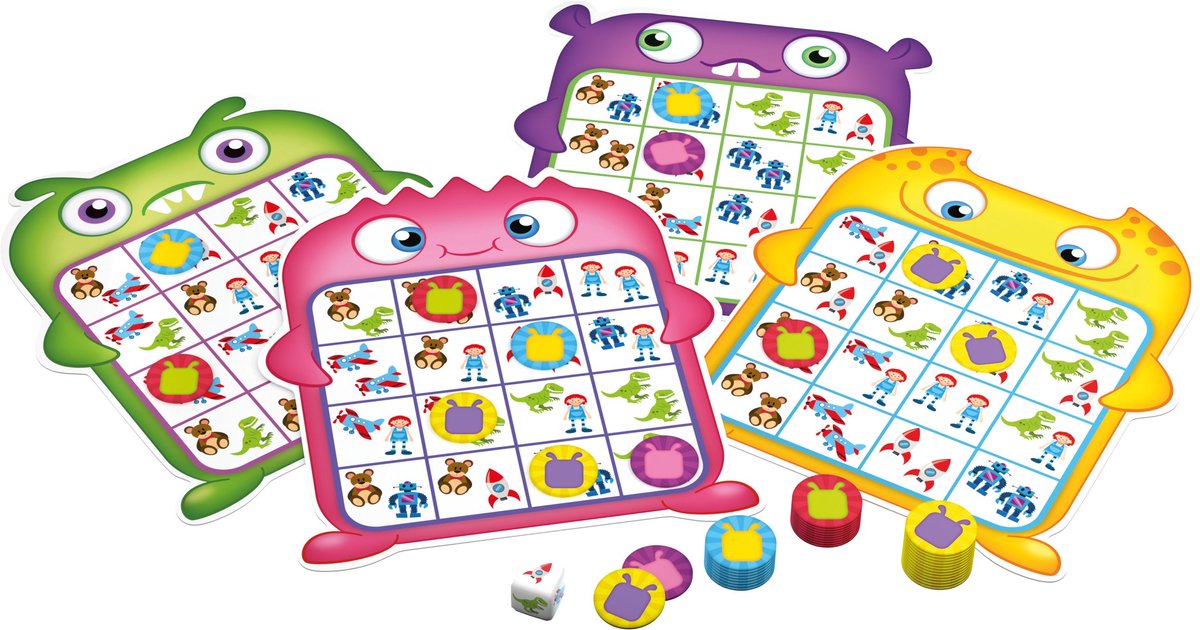 Tactic Monster Bingo – Bordspel – Bingo - Kinderbingo met Monsters – Kleurrijk en Spannend – Familiespel – 2 tot 4 Spelers – Vanaf 4 Jaar