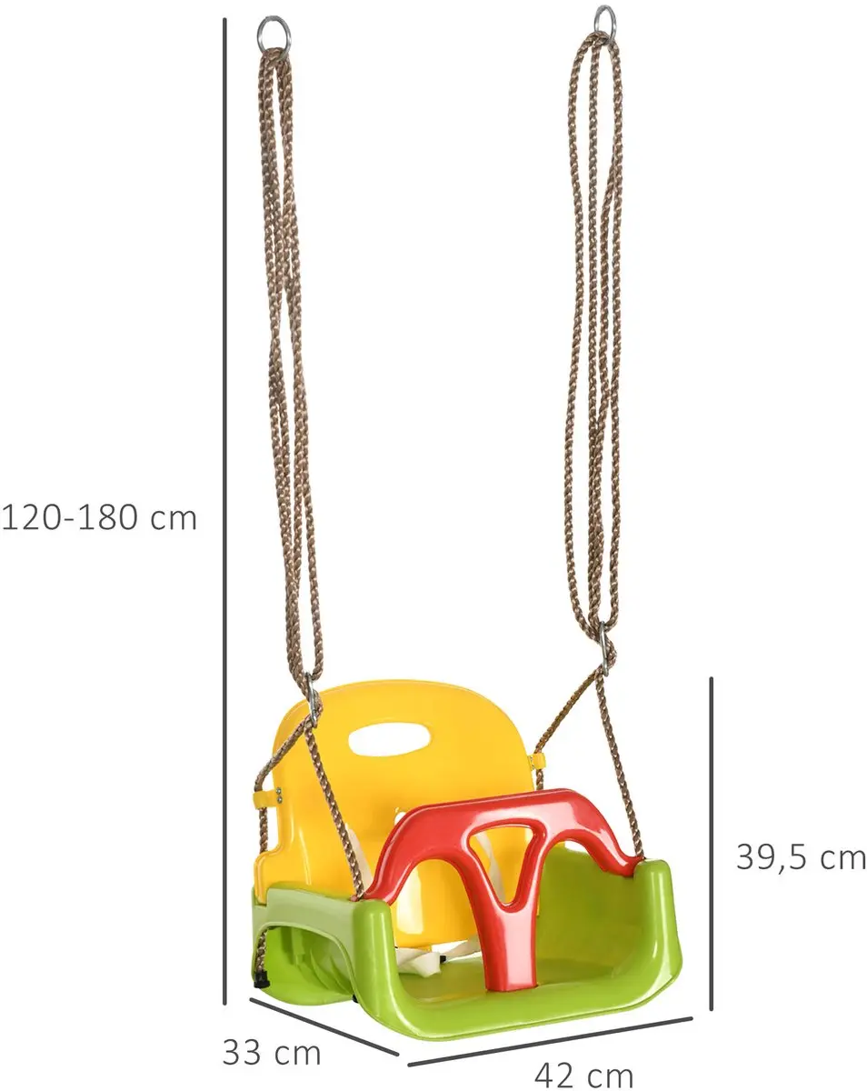 Outsunny Kinderschommel PP 42x33x180cm - Groen