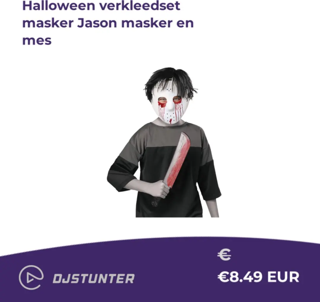 Espa Jason Masker met nep mes - Wit-rood