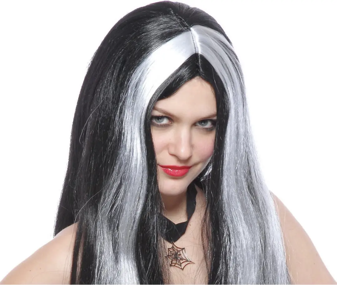 Espa Funny Fashion Heksenpruik Lang Haar - Grijs/Zwart