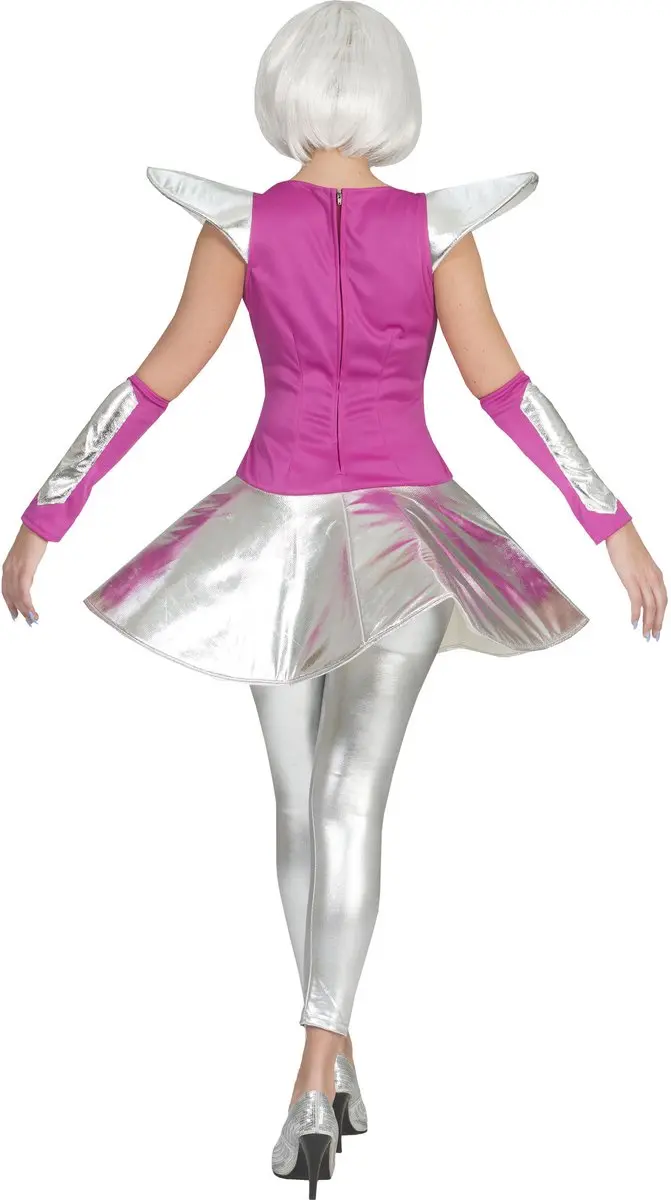 Espa Science Fiction Space Dame Futuresque Kostuum - Maat L/XL - Roze/Zilver