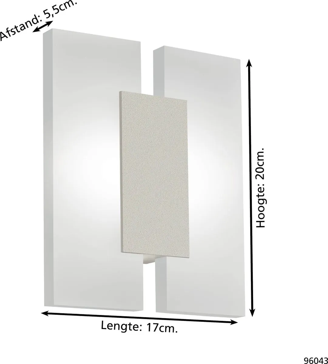 Eglo Metrass 2 Wandlamp - Nikkel-Mat - 2 Lichtpunten - afbeelding 6 van 6