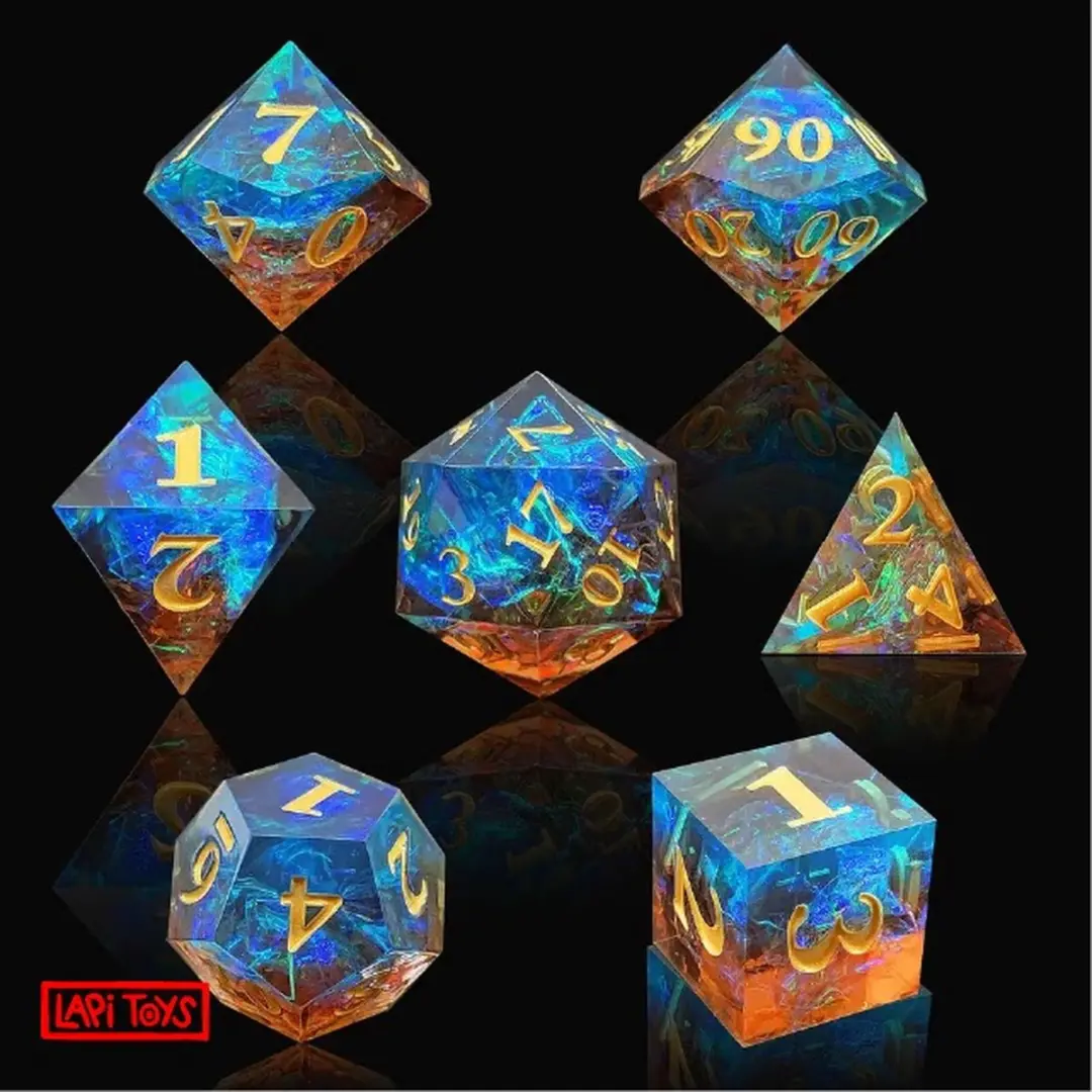 Lapi Toys DnD Dice Set Polydice - 7 Stuks - Blauw Oranje