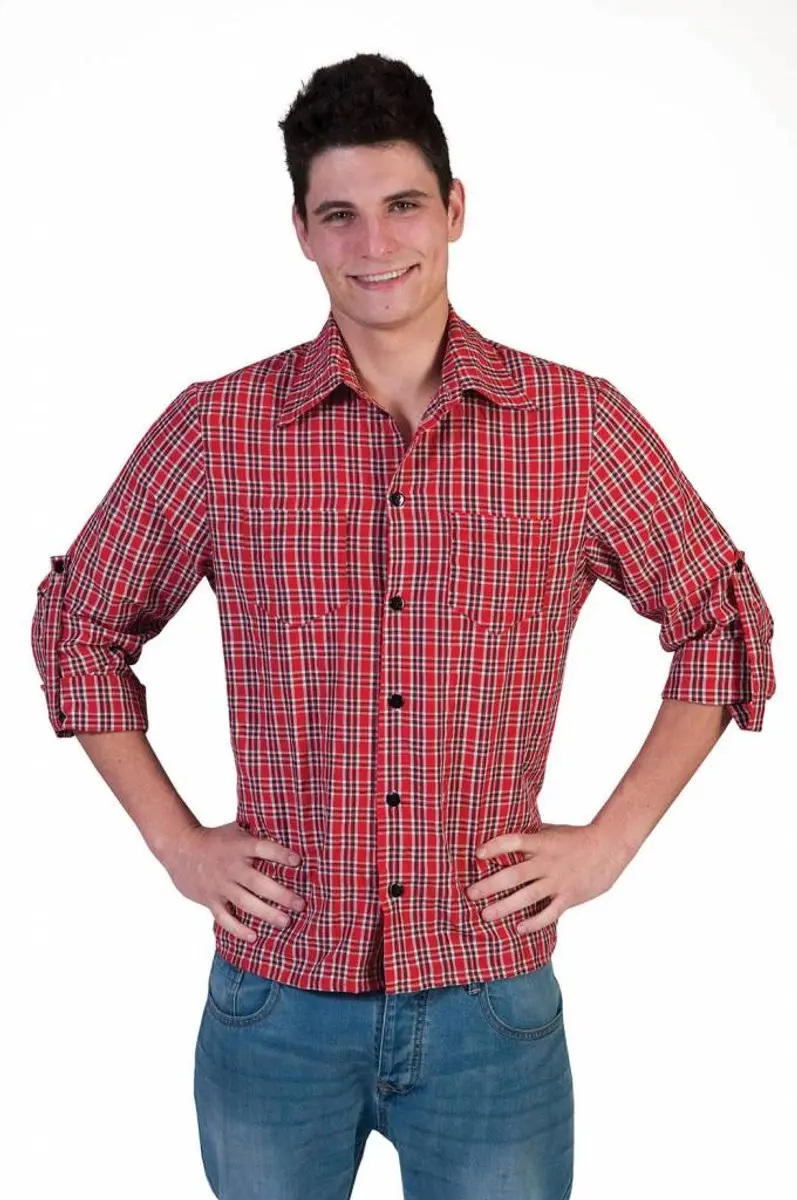 Espa Cowboy Blouse Heren Geruit - XL/XXL - Rood/Blauw