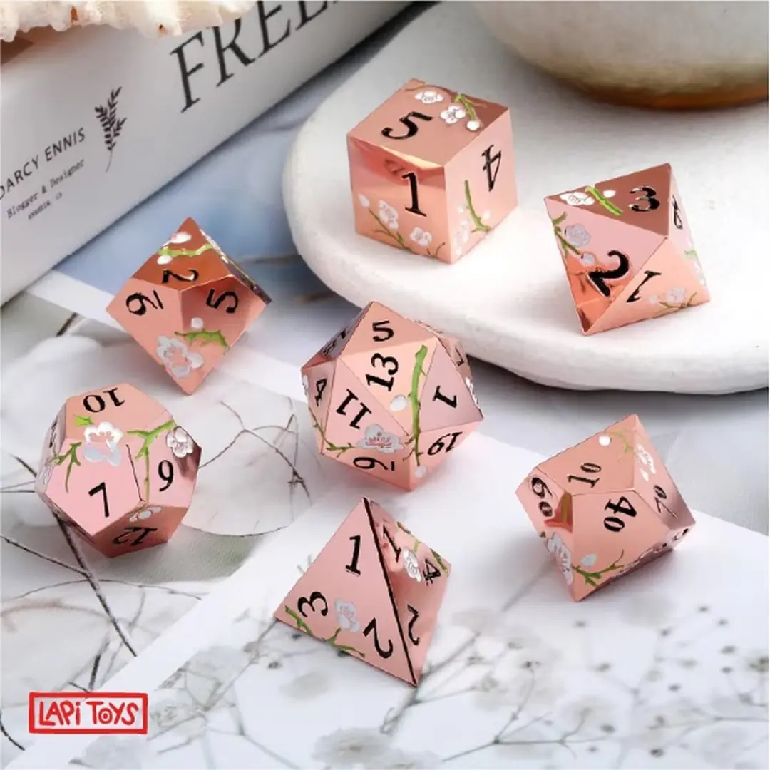 Lapi Toys DnD Polydice Metalen Dobbelstenen - 7 Stuks - Koper