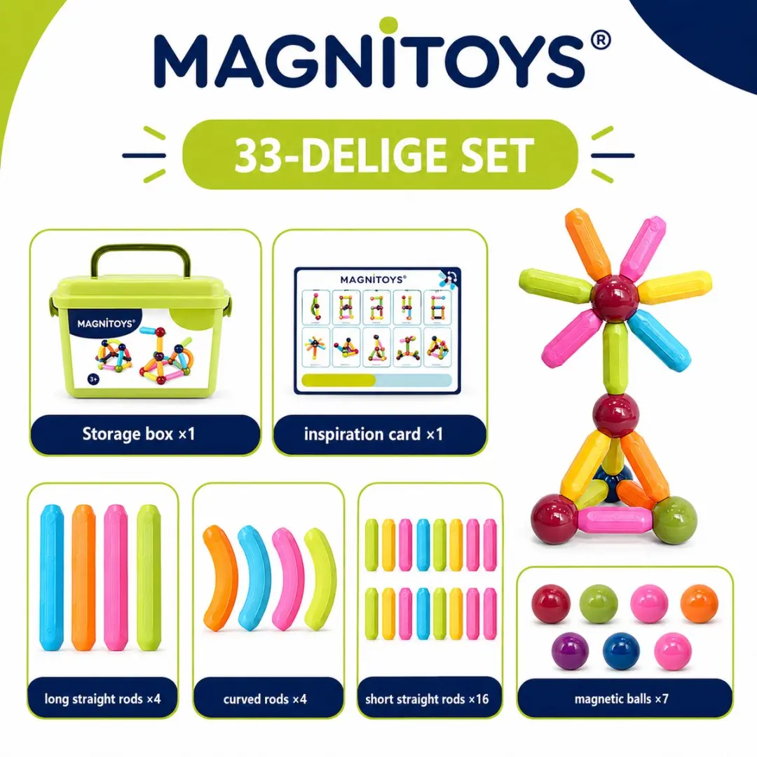 MagniToys Magnetisch Constructiespeelgoed 33 Stuks