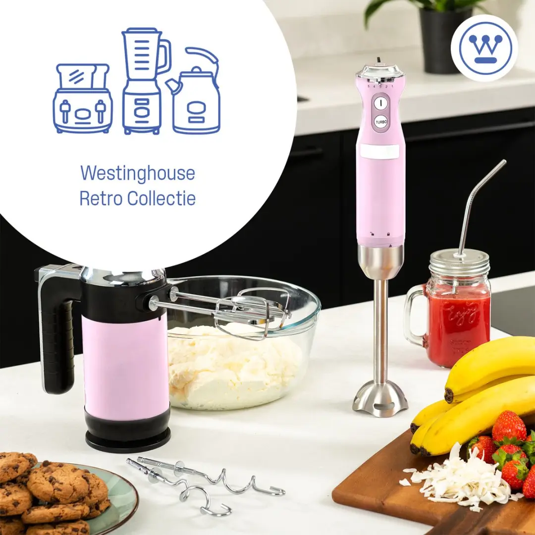 Westinghouse Retro Staafmixer WKHBS270RD - 600W - Roze - afbeelding 6 van 6