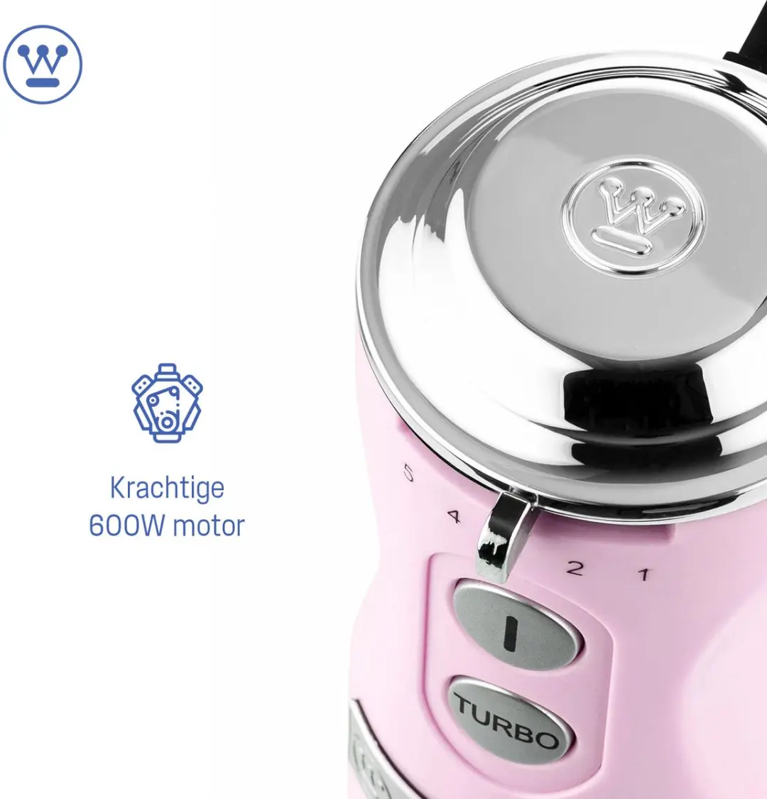 Westinghouse Retro Staafmixer WKHBS270RD - 600W - Roze