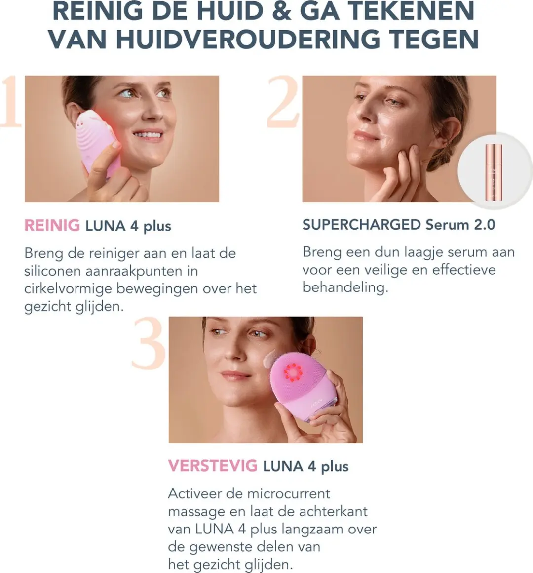FOREO Luna 4 Plus + Serum 2.0 Bundel - 2 Stuks - Roze
