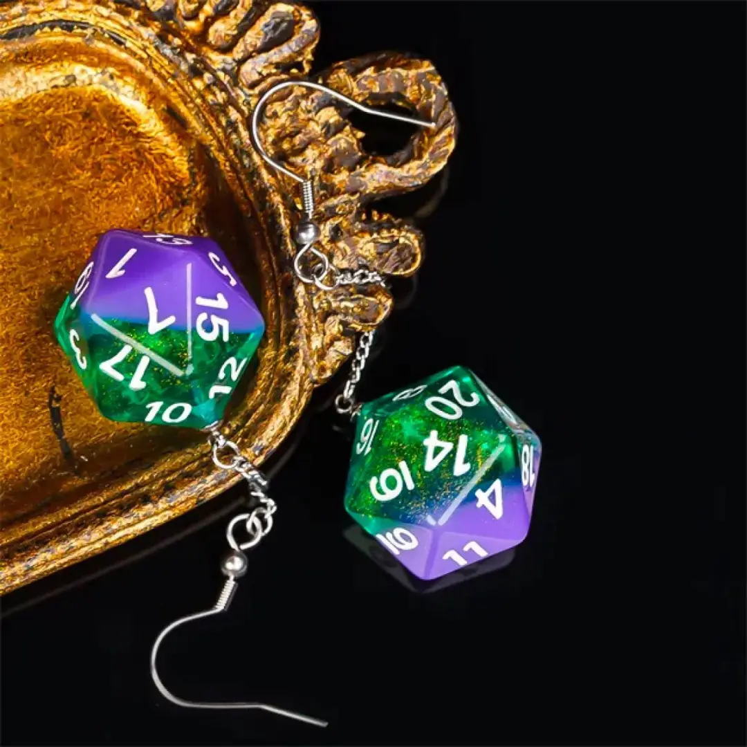Lapi Toys DnD Oorbellen - Staal/Resin - Paars & Groen