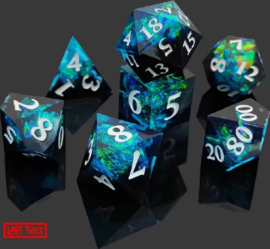 Lapi Toys DnD Dice Set Polydice - 7 Stuks - Blauw/ Groen