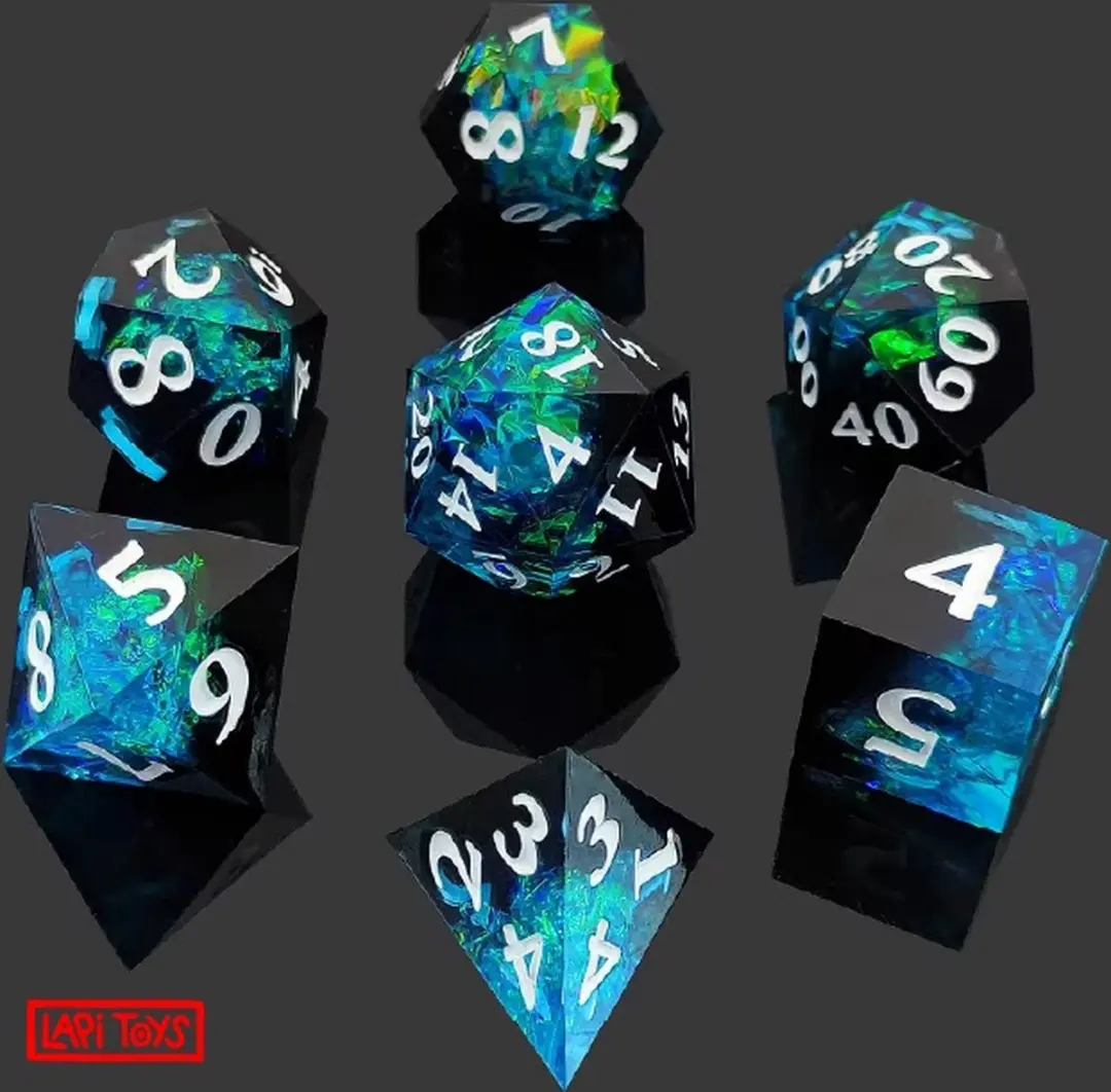 Lapi Toys DnD Dice Set Polydice - 7 Stuks - Blauw/ Groen