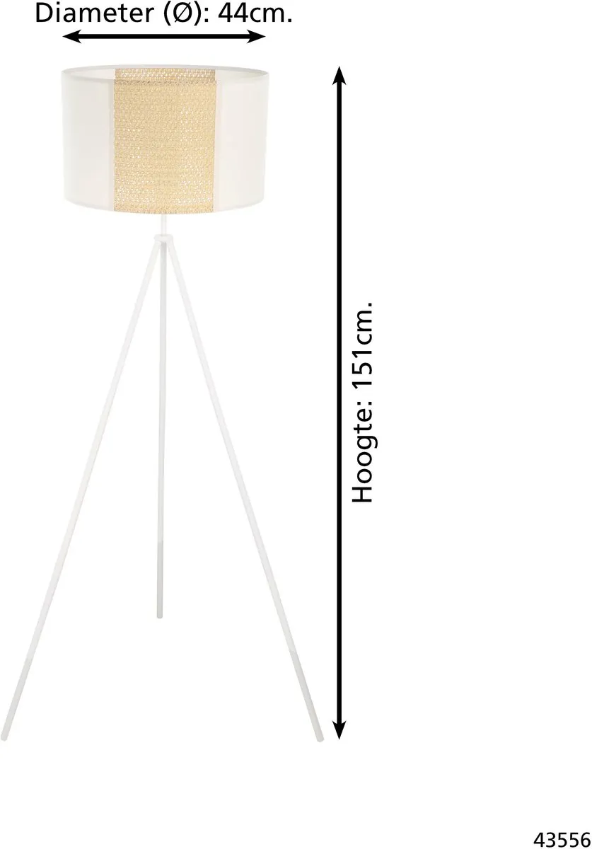 Eglo Arnhem Staande Lamp - Papier/Staal - Wit/Bruin