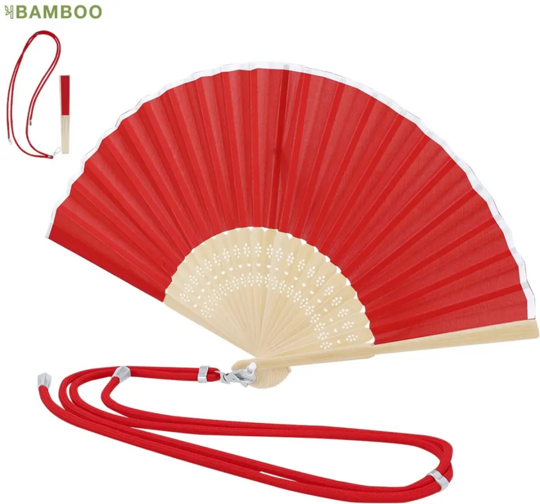 Bellatio Design Spaanse Handwaaier - 4 Stuks - Rood - 38x21cm