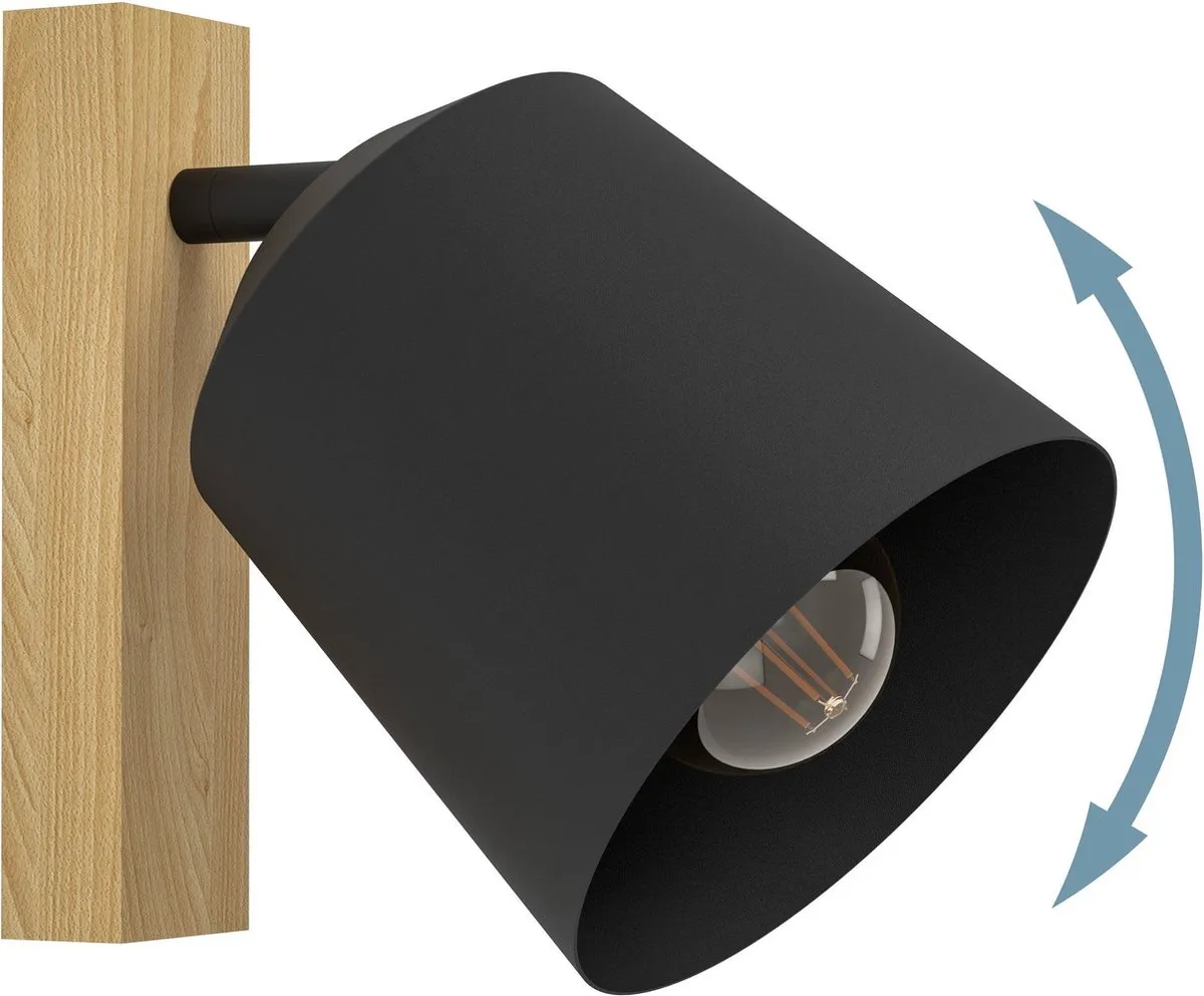 Eglo Cotorro Wandlamp E27 - 14,5 cm - Zwart/Bruin - afbeelding 6 van 6