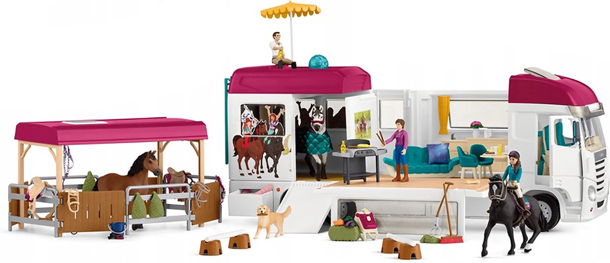 Schleich Horse Club - Paardentransportwagen, paardentransporter + accessoires 5+