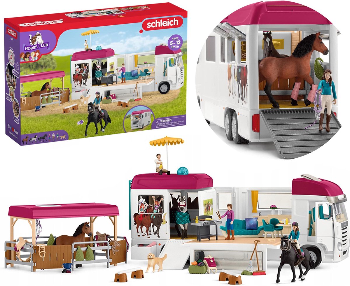 Schleich Horse Club - Paardentransportwagen, paardentransporter + accessoires 5+