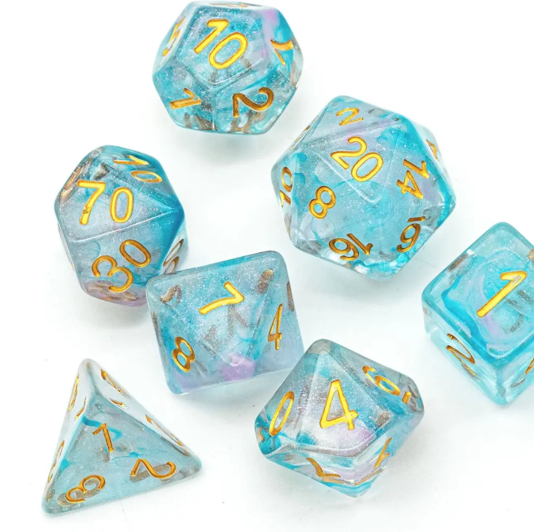 Lapi Toys D&D Dobbelstenen Set 7 Stuks - Blauw/Transparant