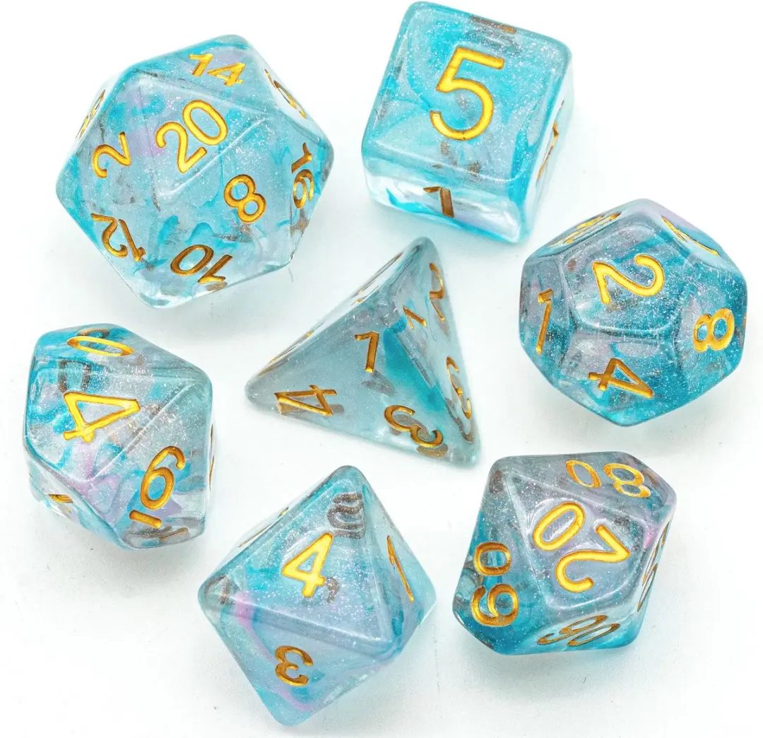 Lapi Toys D&D Dobbelstenen Set 7 Stuks - Blauw/Transparant