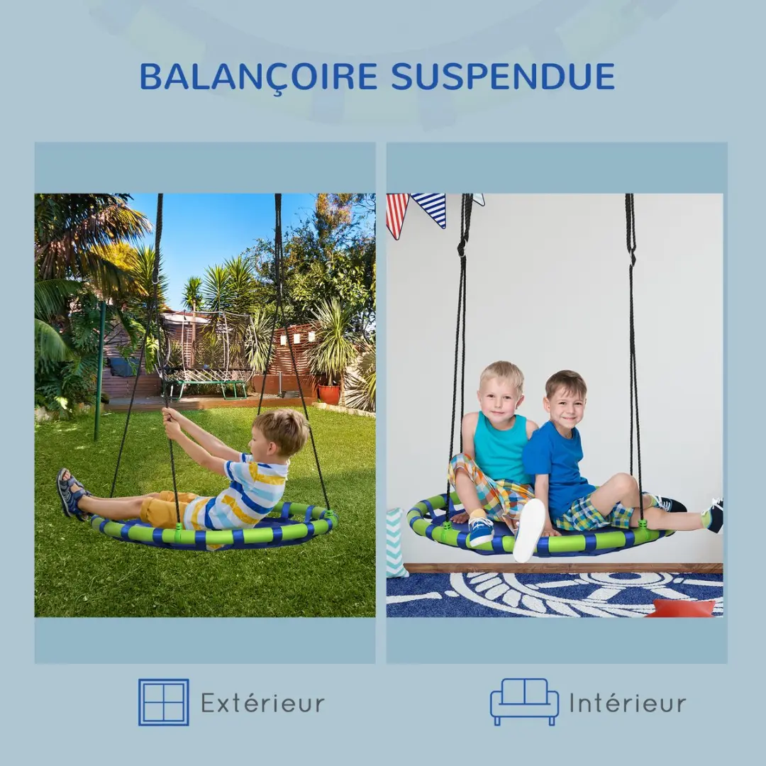 Outsunny Kinderschommel Staal 100x100x180cm - Blauw - afbeelding 6 van 6