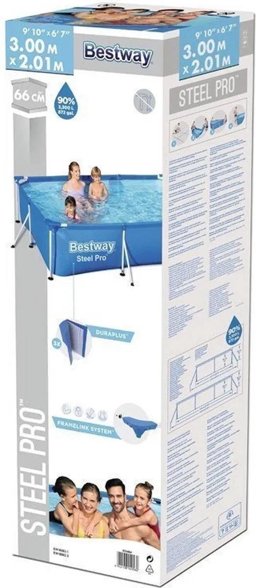 Bestway Steel Pro 300x201x66cm Opzetzwembad - 3300L - Blauw